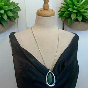 Etienne AIGNER Natural Green Stone Pendant Necklace